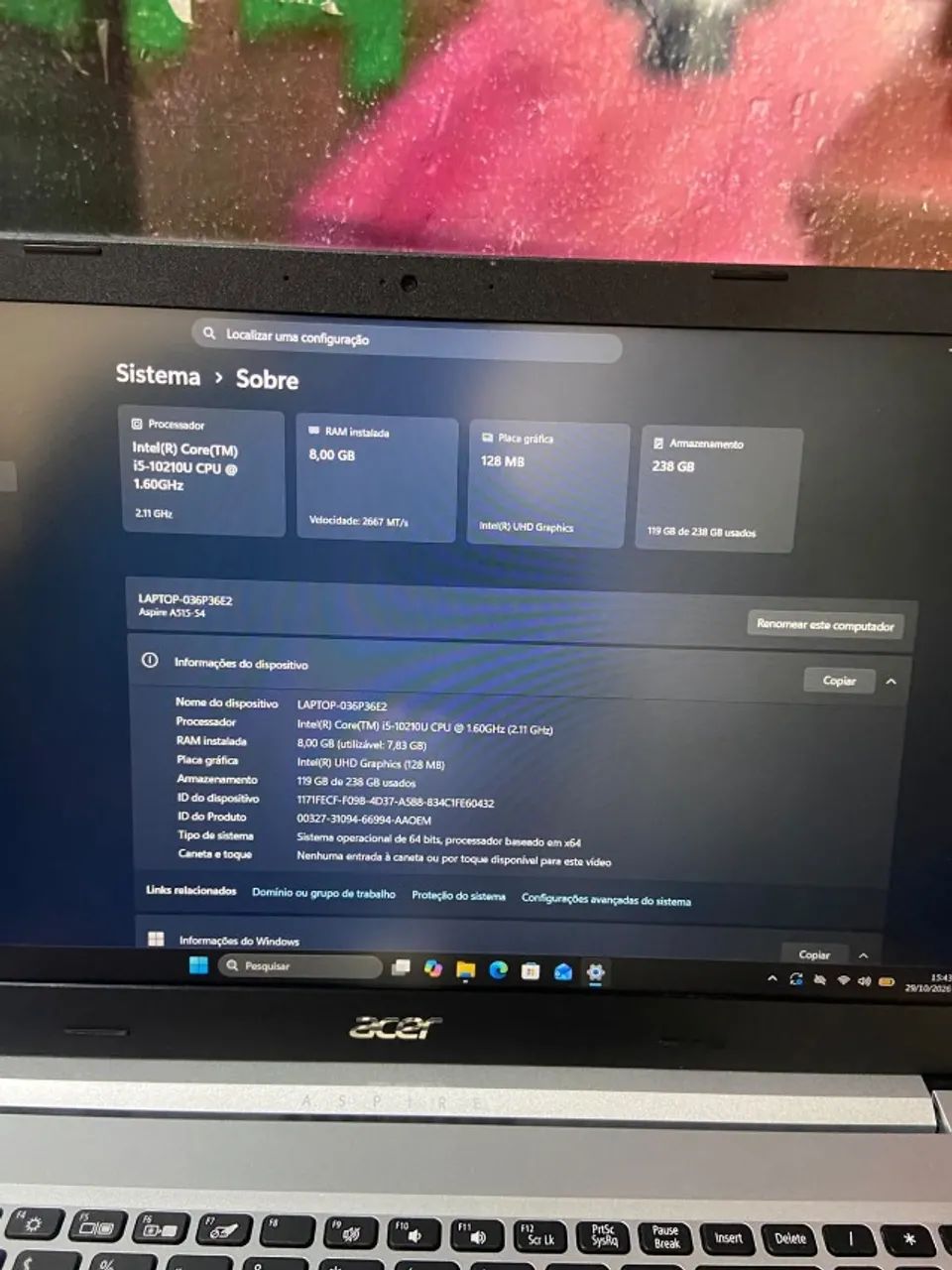 NOTEBOOK ACER - I5 DE 10 DEGRAÇÃO. - Foto 2