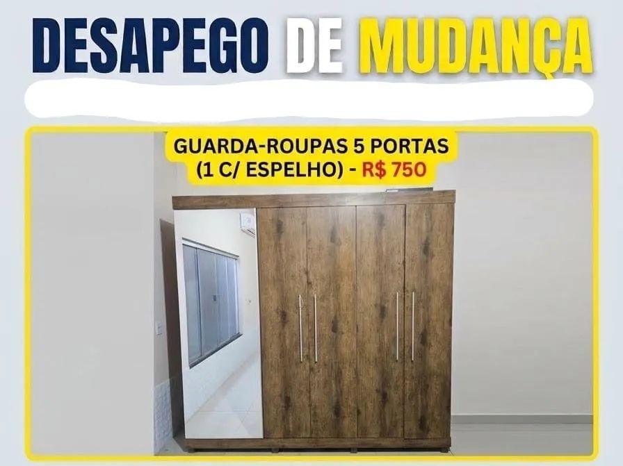 Guarda roupa 5 portas com espelho 