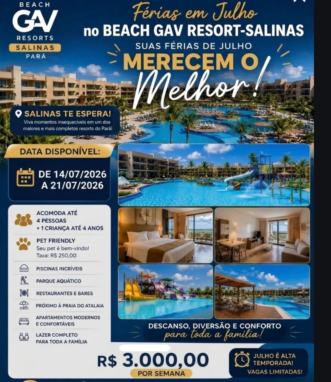 Promoção, alta temporada. 