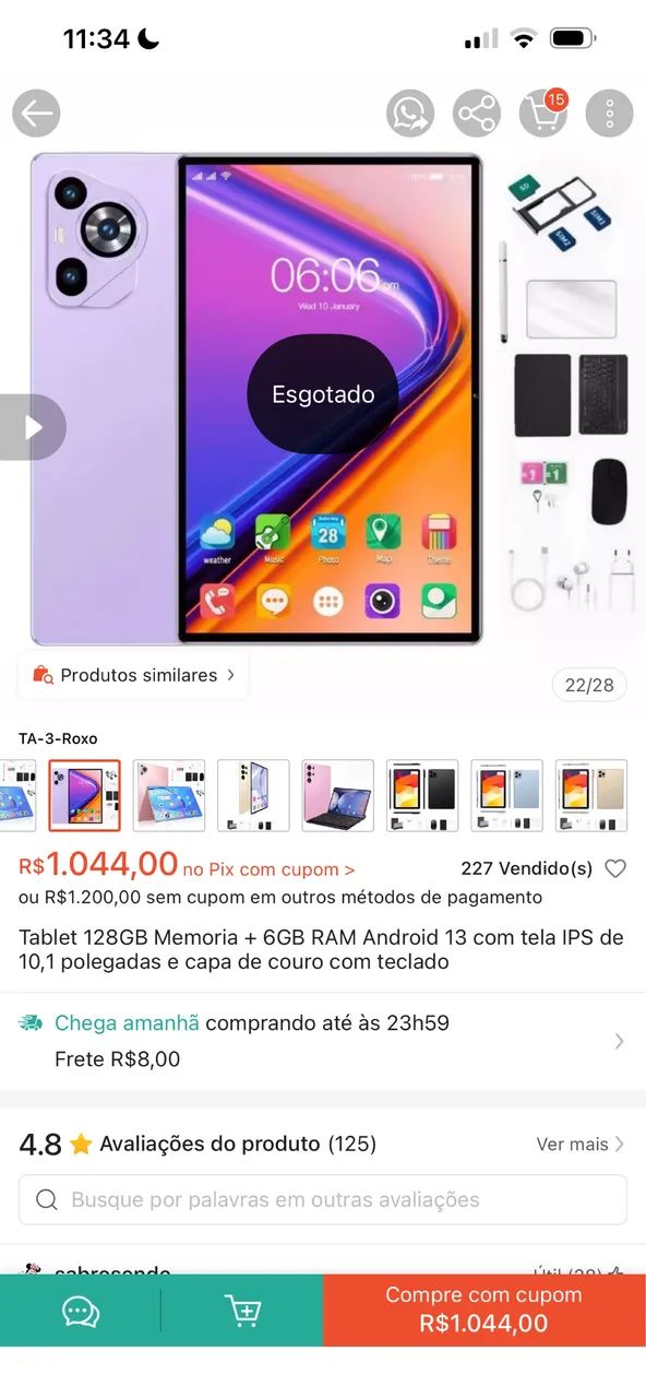 Tablet 128GB Memoria + 6GB RAM Android 13 tela de 10,1 polegadas e capa com teclado - Foto 2