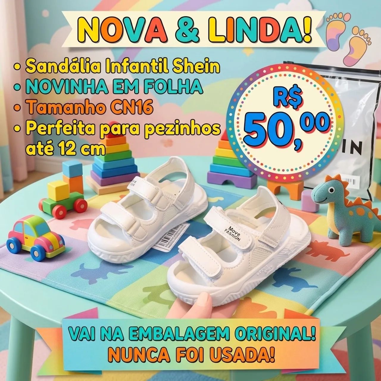 Sandália infantil shein unisex - Foto 2