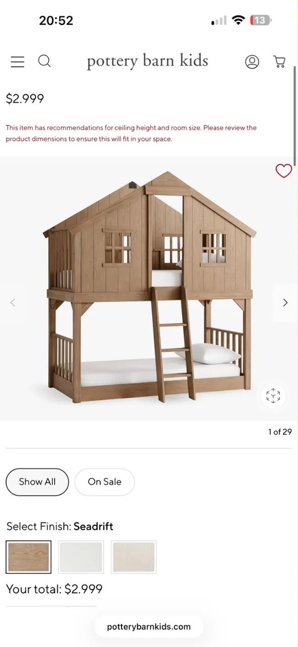 Bicama casinha pottery barn EUA 