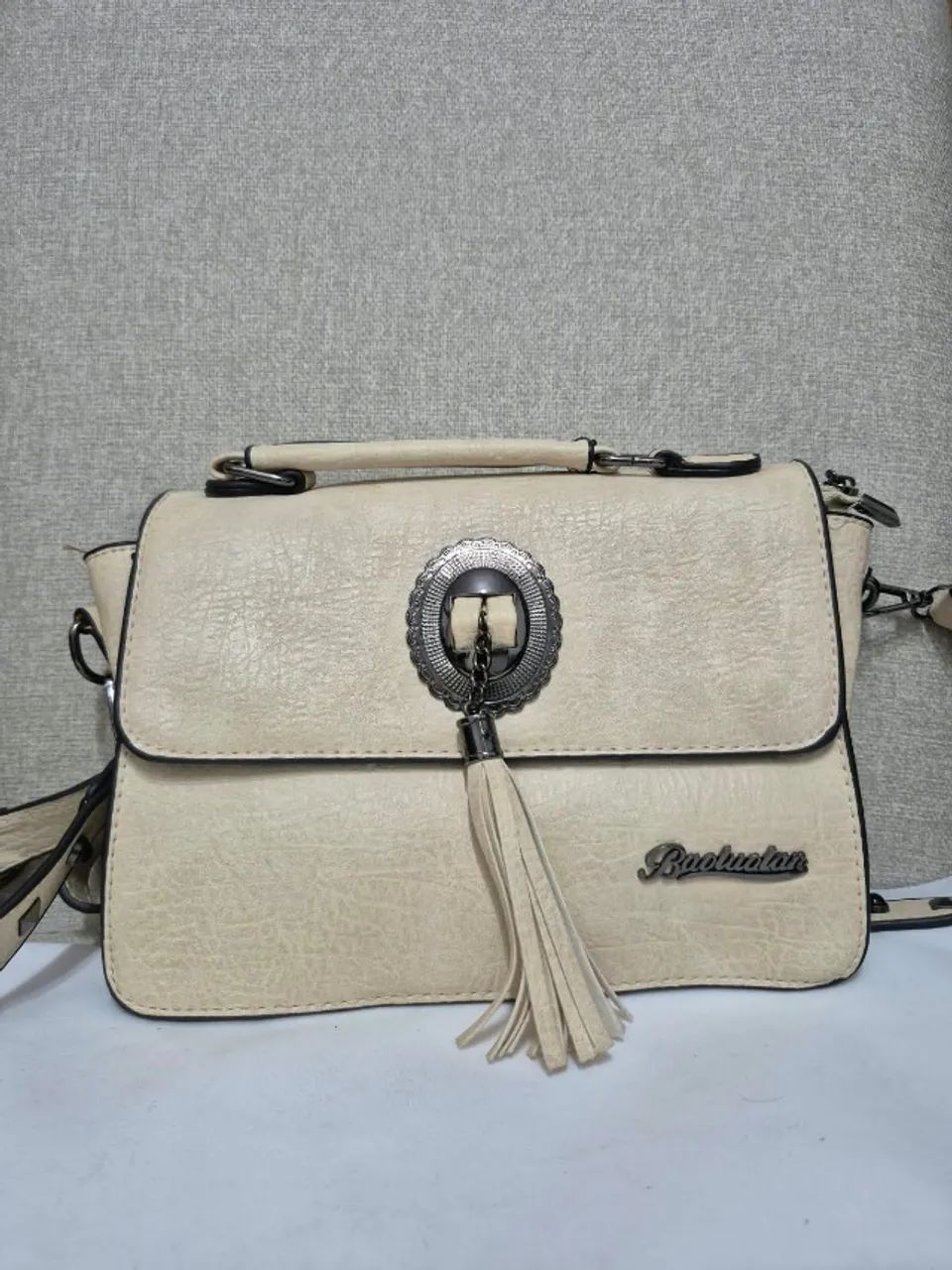 Bolsa Baoluolan Off White com Alça de Mão e Tiracolo - Usada, Bom Estado