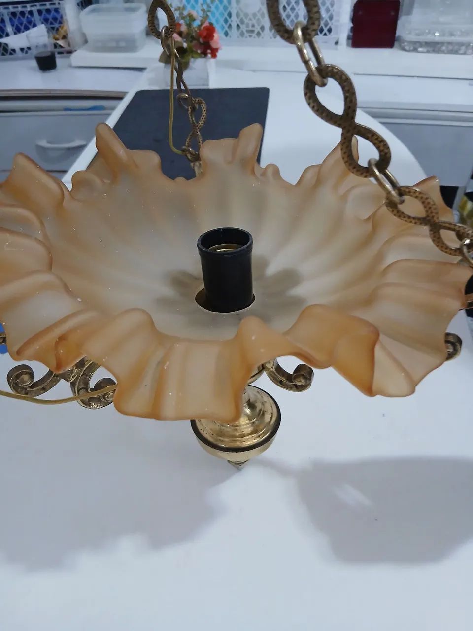 Lustre de bronze antigo retro - Foto 3