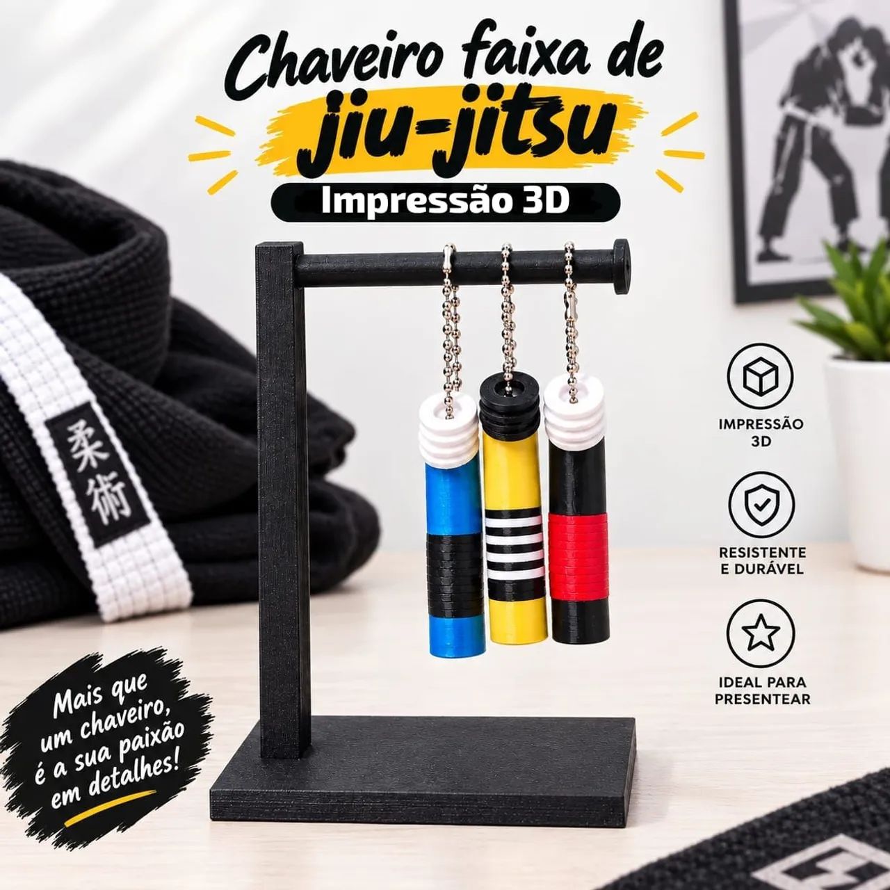 Impressão 3D chaveiros jiujitsu