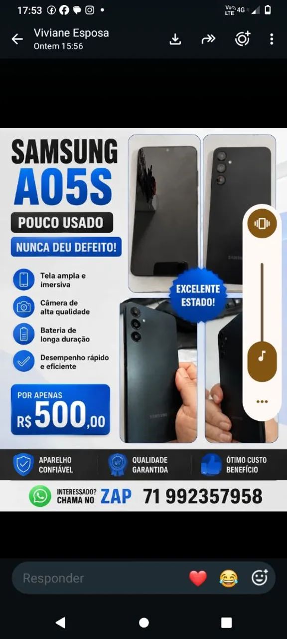 Vendo celular todo bom . Contato *