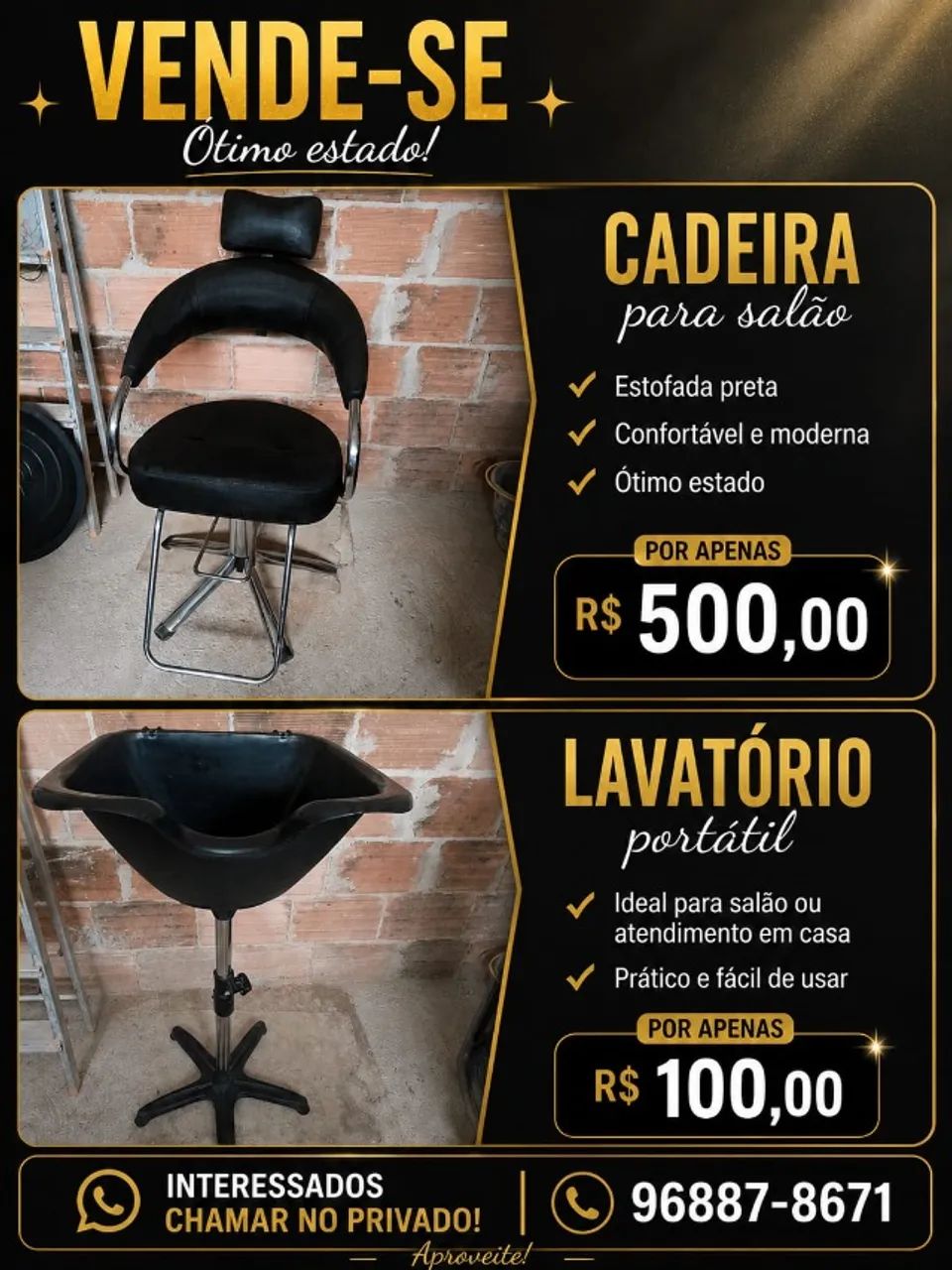 Cadeira para salão em perfeito estado,estofado preto,confortável e moderna. - Foto 2