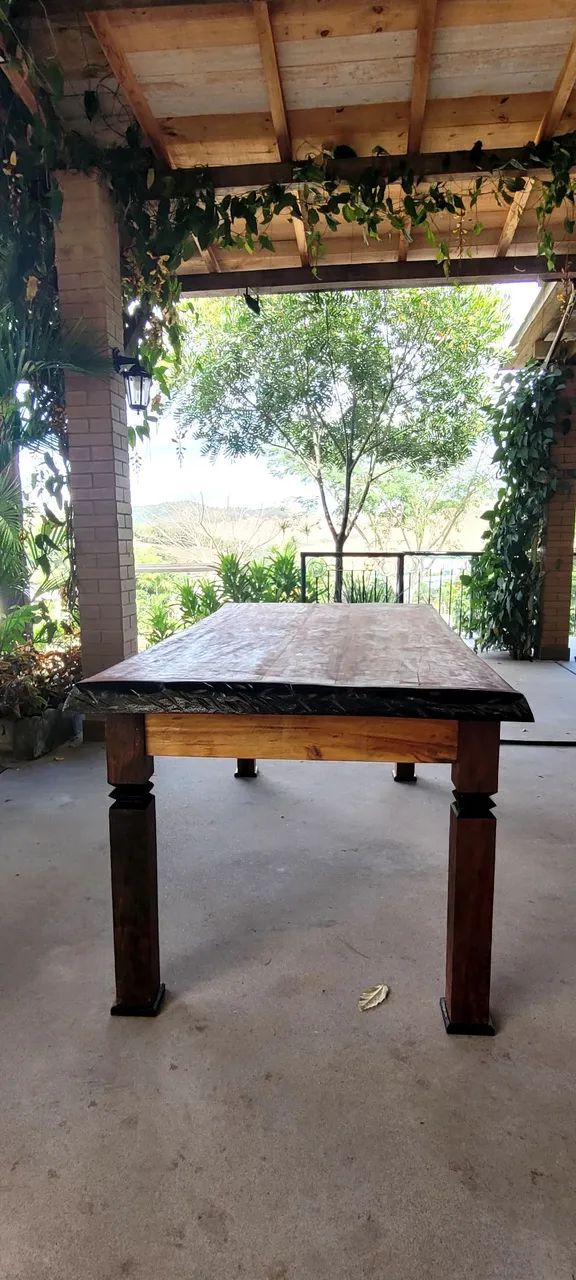 Mesa rústica de madeira maciça maciça - Foto 5