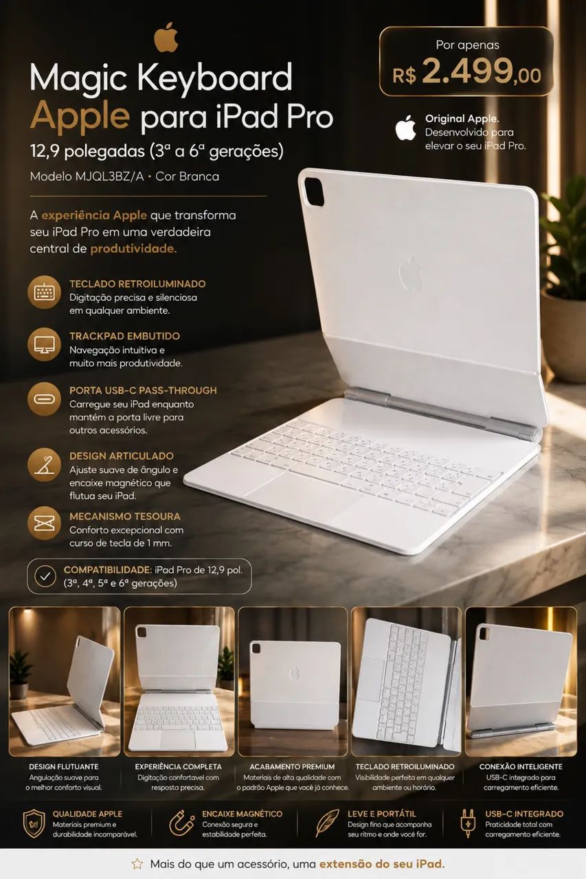 Magic Keyboard para iPad 12.9 (3 a 6 geração) 