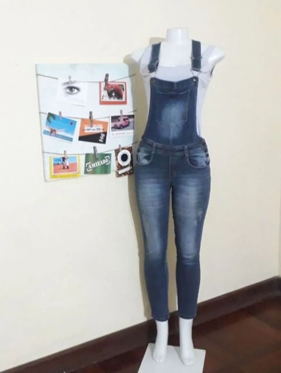 Macacão longo feminino jeans tam 38