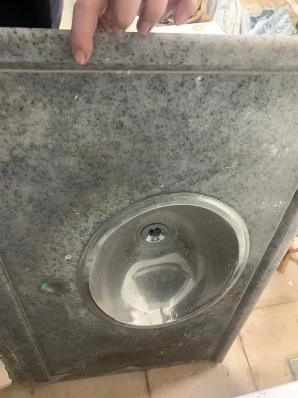 PROMO!!! Pia de mármore cinza para cozinha c/ cuba inox (usada em bom estado)