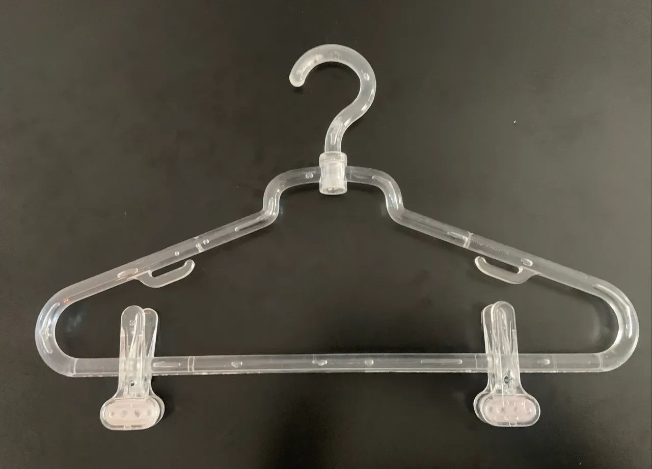30 cabides transparentes de acrílico e giratórios com prendedor de silicone 