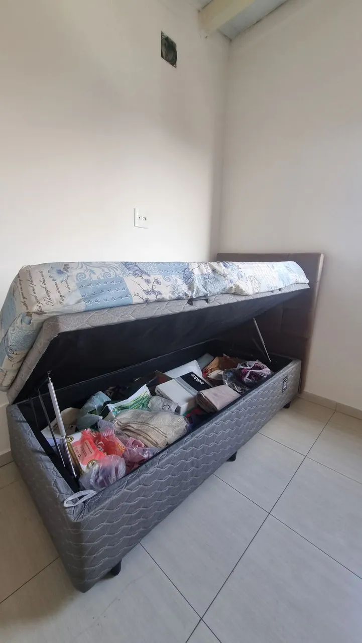 Cama + Colchão de Solteiro c/ Baú e Cabeceira  - Foto 4