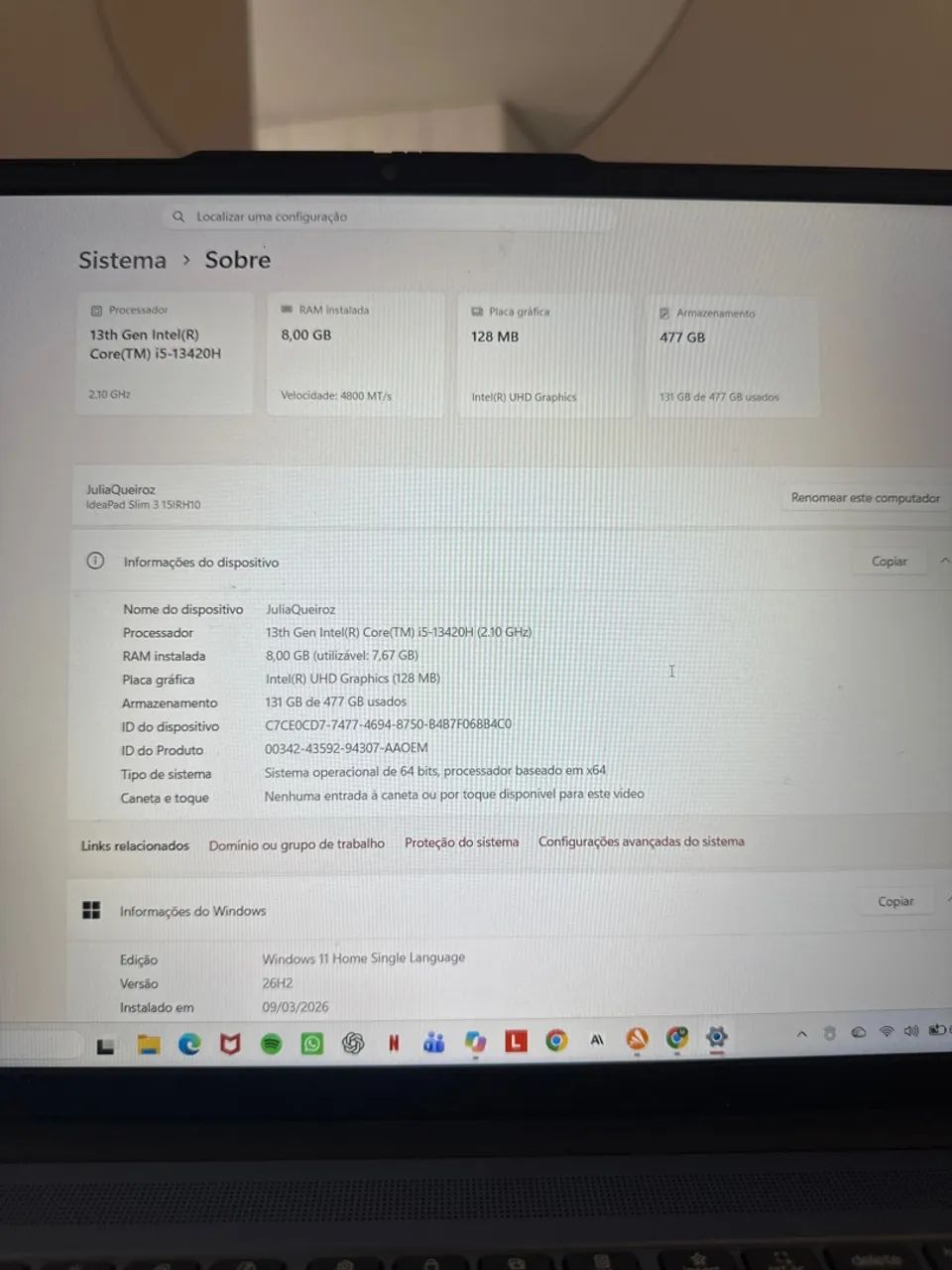 Notebook Lenovo IdeaPad Slim i5 13 Geração  - Foto 2