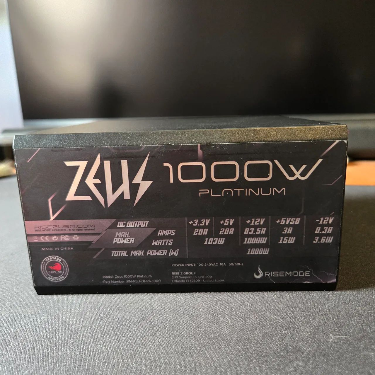 Fonte 1000w Platinum full modular testado teclab RiseMode Zeus 1000w - Foto 3