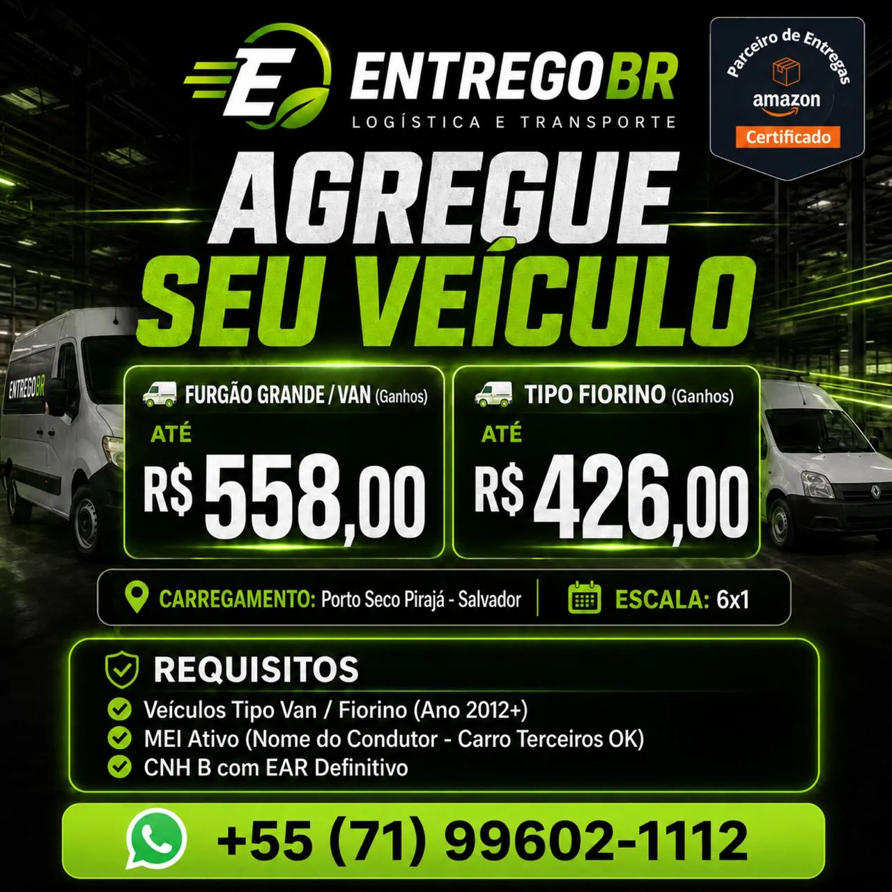 Agregue seu veículo com um parceiro de entregas Amazon