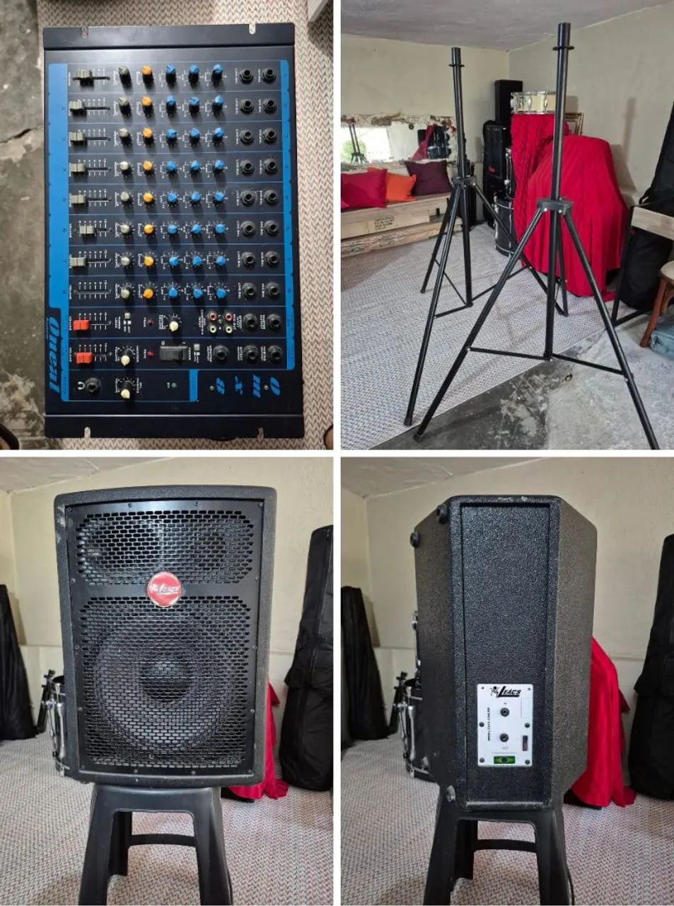 Kit de som - PA + mesa + pedestais