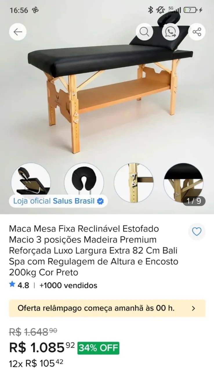 Maca mesa fixa reclinável.