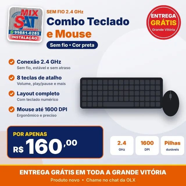 Combo Teclado e Mouse Sem Fio - Entrega Grátis