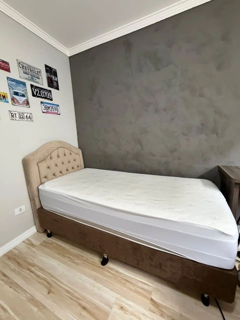 Cama Box, com cabeceira estofada - Usada - Foto 2