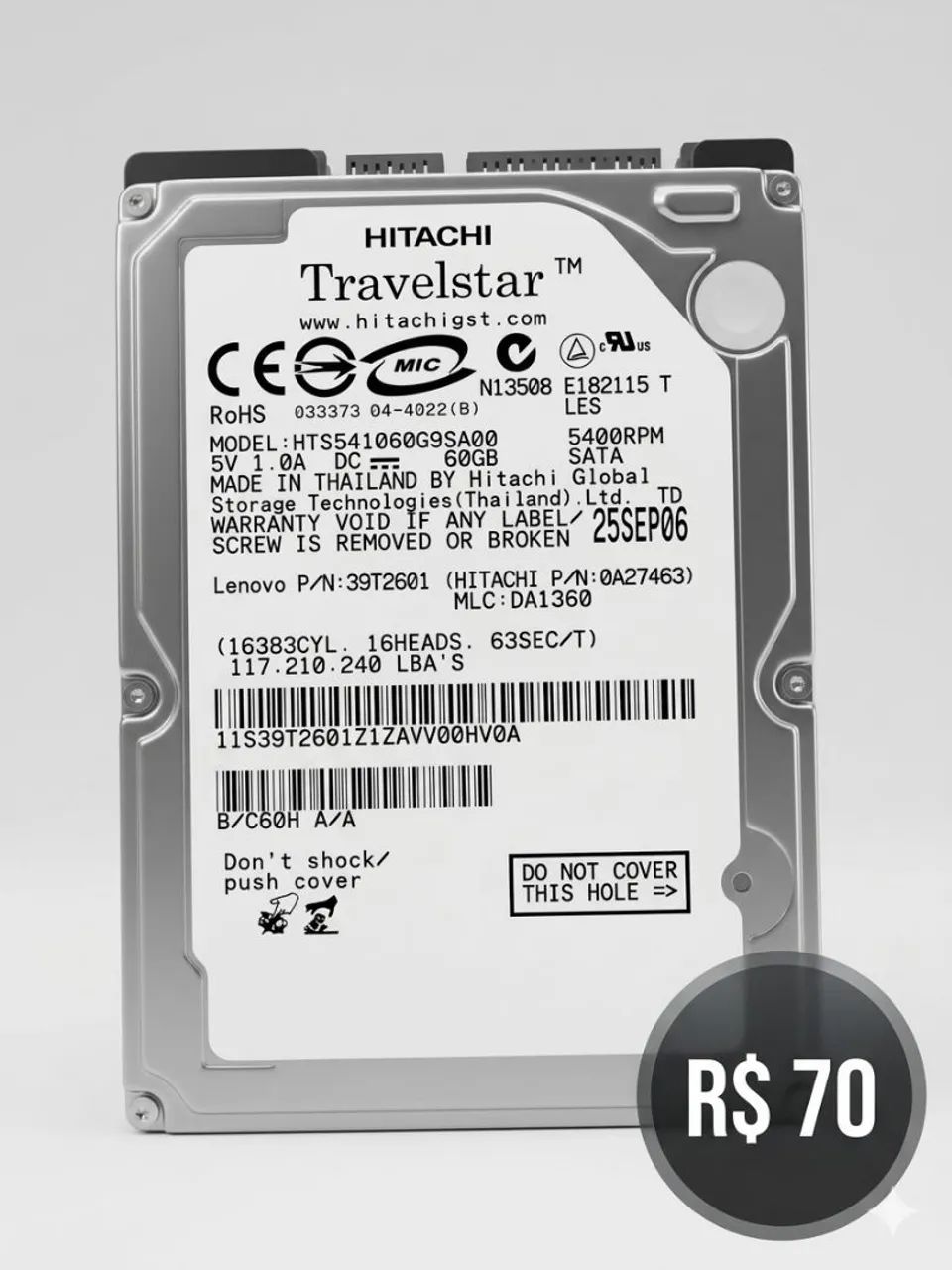 HD PARA NOTEBOOK HITACHI 60 GB