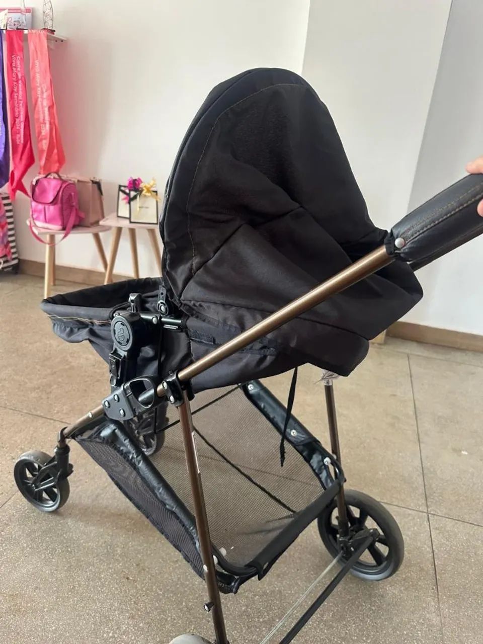 Carrinho De Bebê Passeio Berço Moisés Napoli Preto Galzerano - Foto 5