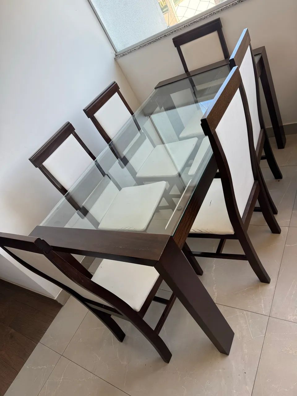 Mesa com tampo de vidro madeira maciça  - Foto 3