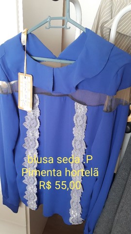 blusa nova de seda manga comprida