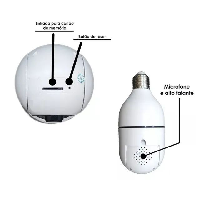 Camera Ip Segurança Lampada Panoramica Wifi  HD 1080p - Foto 4