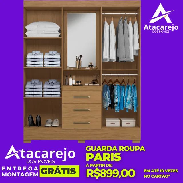 Guarda Roupa Com Espelho Entrega e Montagem Grátis  - Foto 2