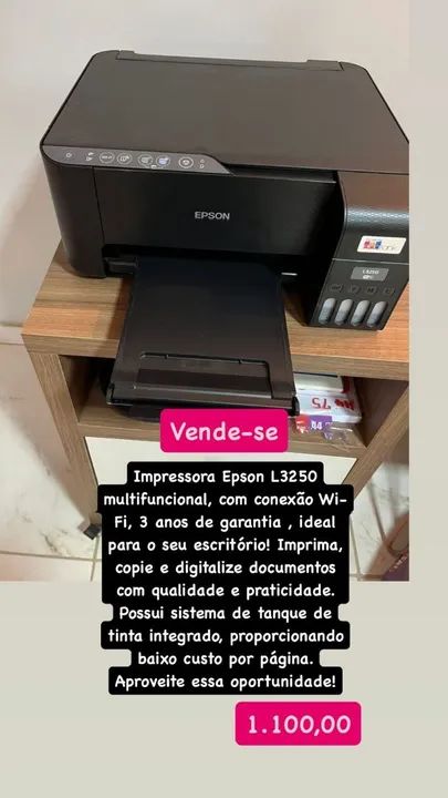Vendo impressora EPSON L3250 menos de 1 ano de uso. 3 ANOS DE GARANTIA
