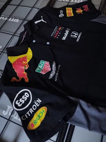 Camisa Red Bull patrocinada TAG heuer Aston Martin Esso Citroen