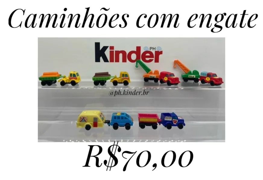 Kinder ovo caminhões com engates.