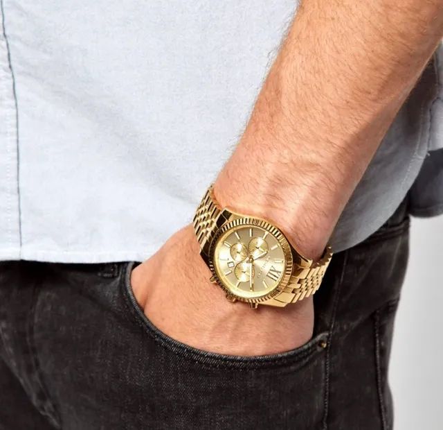 Relógio Michael Kors Mk8281 Orig Chron Anal Gold. Masculino. - Foto 2