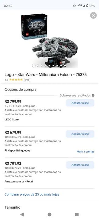 LEGO Star Wars Millennium Falcon 75375 - Novo - Foto 2