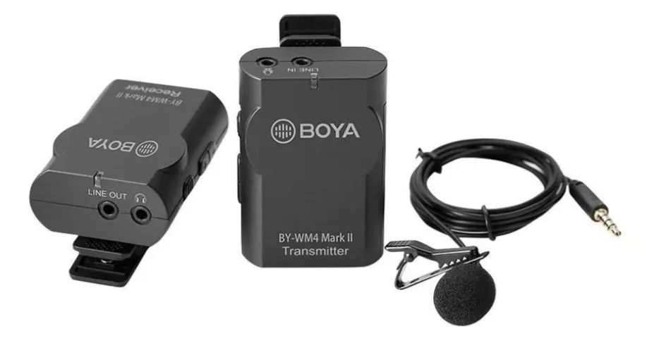 Microfone Lapela sem fio Boya BY-WM4 MARK II para smartphones e câmeras
