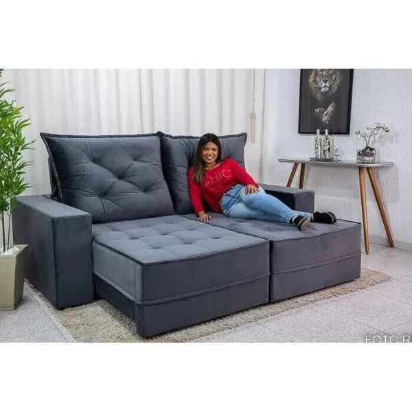 Sofá Retrátil Reclinável Clara 2.50m D33 e Molas Ensacadas rf754 - Foto 3