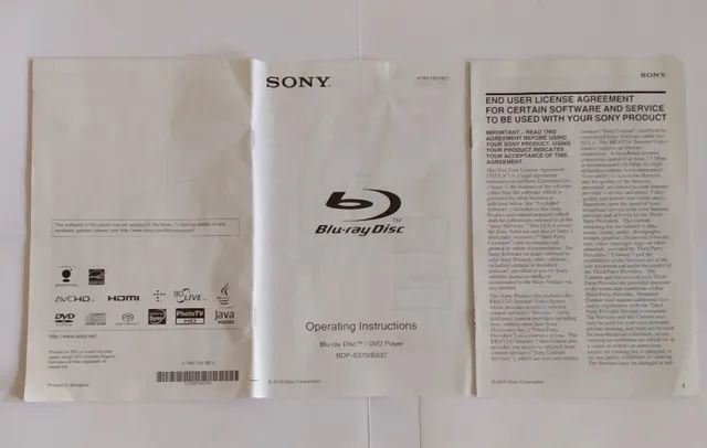 Manual + Panfleto Do Aparelho Blu-Ray Sony BDP-S370/BX37