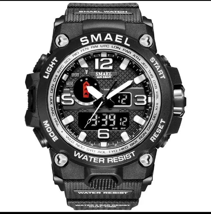 Relógio SMAEL Dual-Time Preto+Branco