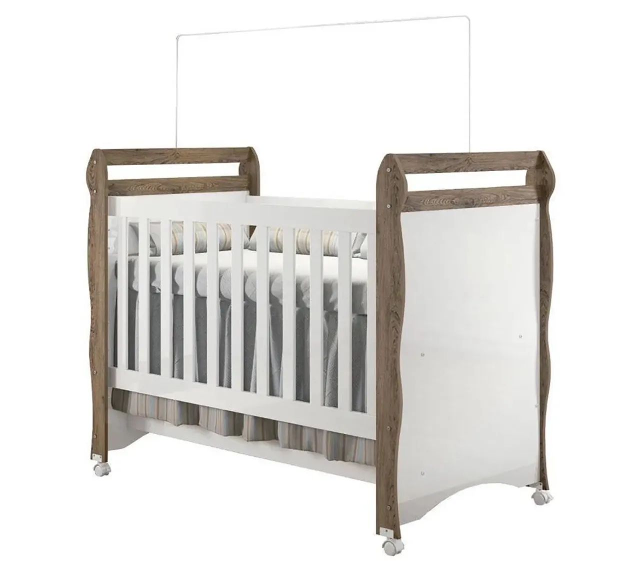 Berço e Cama Infantil branco e marrom - Foto 2