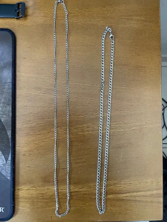 Kit 1 corrente de aço inox + 1 corrente banhada a prata - Foto 6