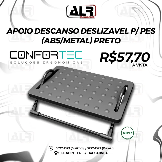 SUPORTE APOIO DESCANSO PARA OS PES ARMAÇÃO DE METAL COM BASE PLASTICA RELIZAVEL CONFORTEC