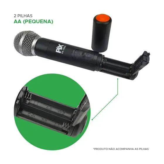 Microfone Sem Fio Longa Distância 60 Metros 566,00 Mhz - Pix Cor Preto - Foto 3