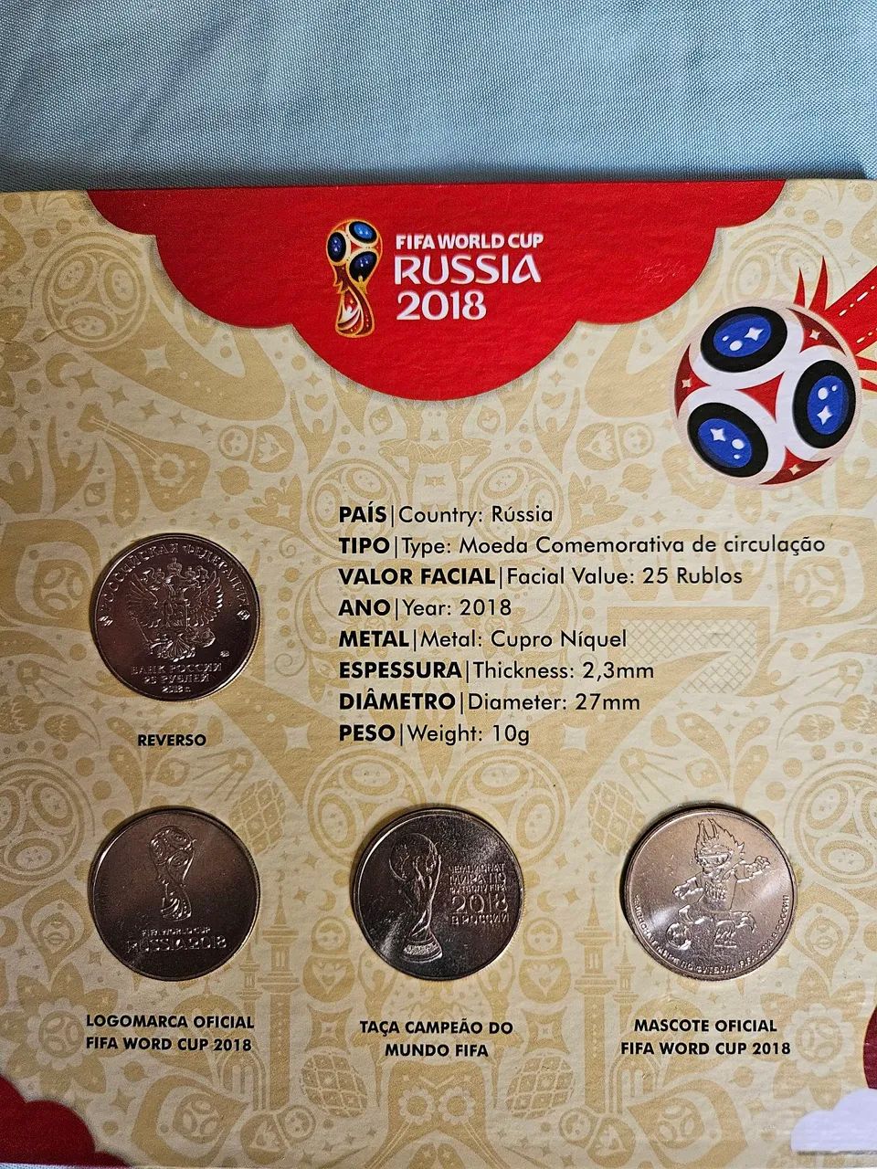 Álbum Moedas Rússas Comemorativas Copa do Mundo 2018 - Foto 3