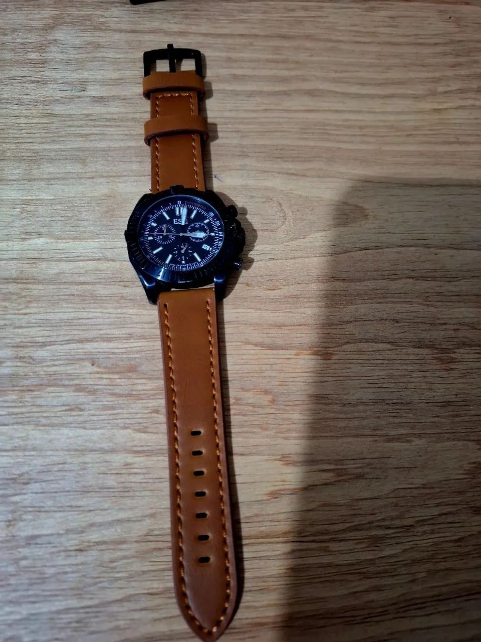Relógio de grife ESQ cronógrafo banhado a ouro negro aceito cartão - Foto 2