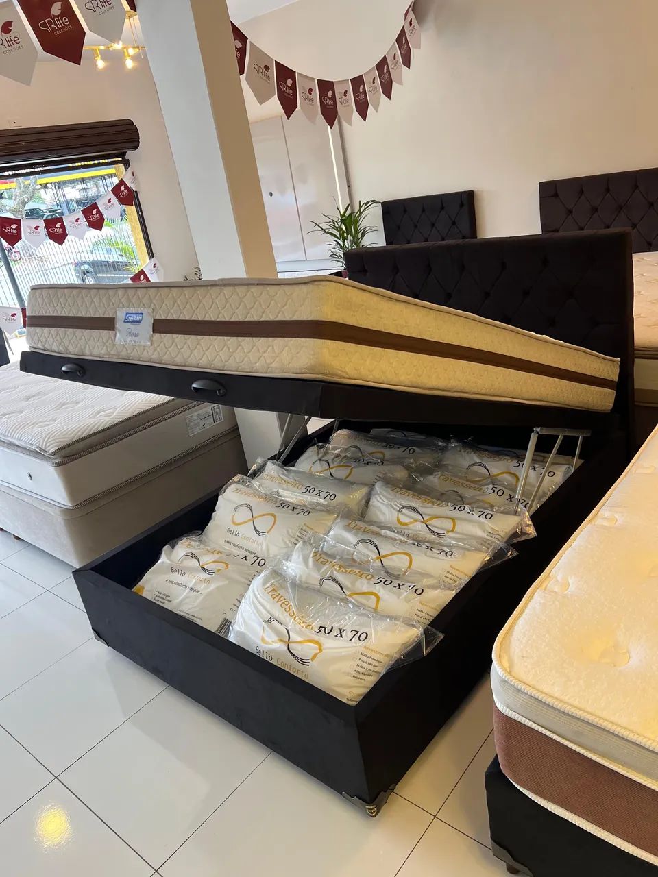Cama Casal BAÚ COM COLCHÃO - ENTREGA GRÁTIS!  - Foto 5