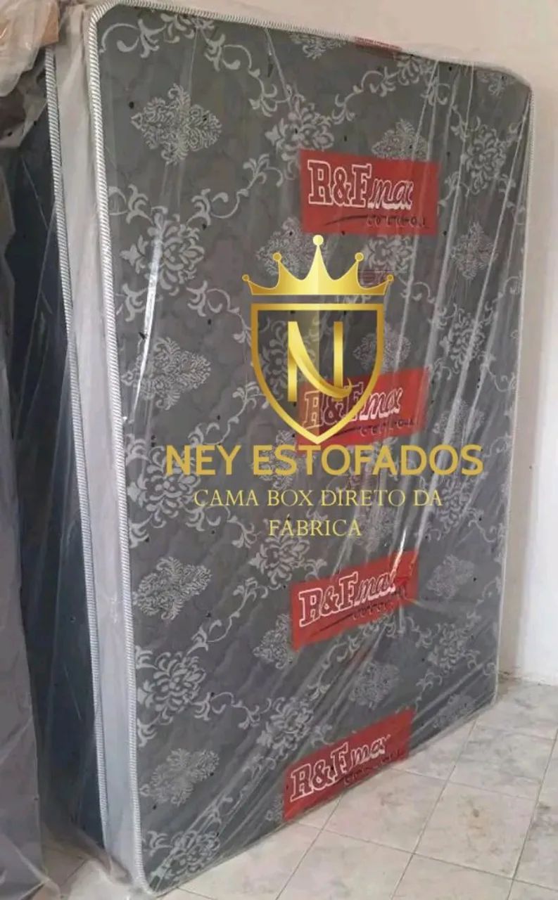 Cama Box Casal Black com Cabeceira Estofada - Foto 4