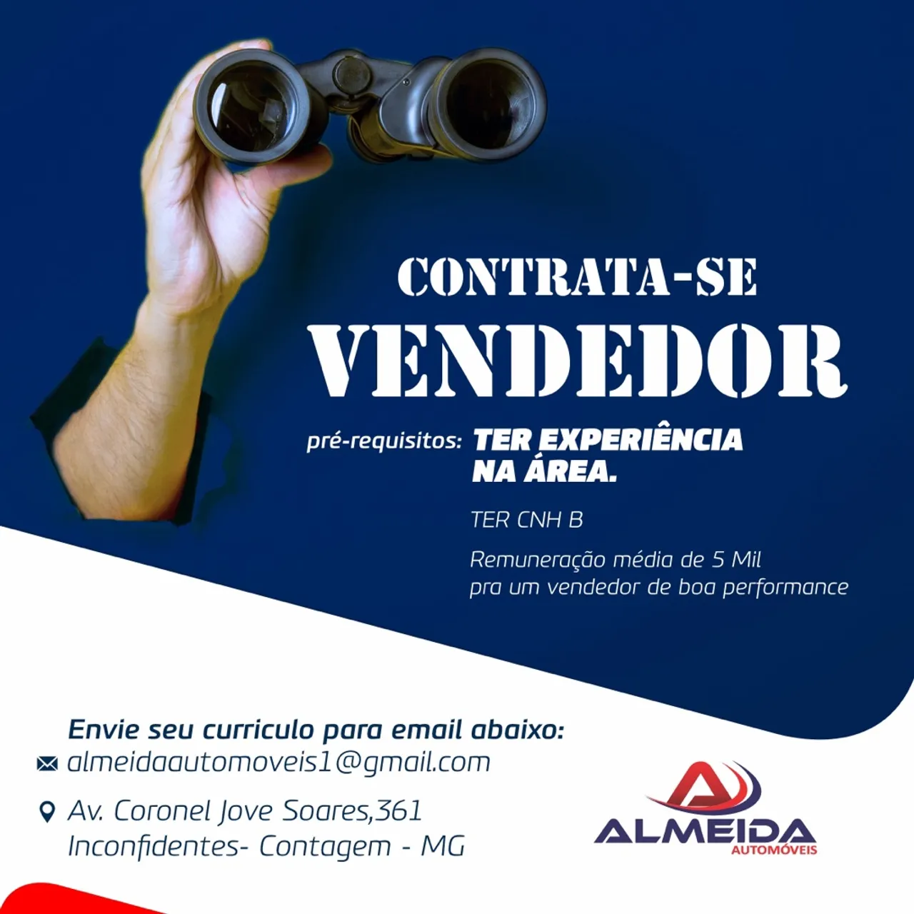 CONTRATA-SE VENDEDOR DE CARROS