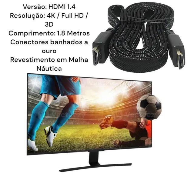 Cabo Hdmi 1.8 Metros B-max 4k Flat Blindado Premium Tv - Foto 3