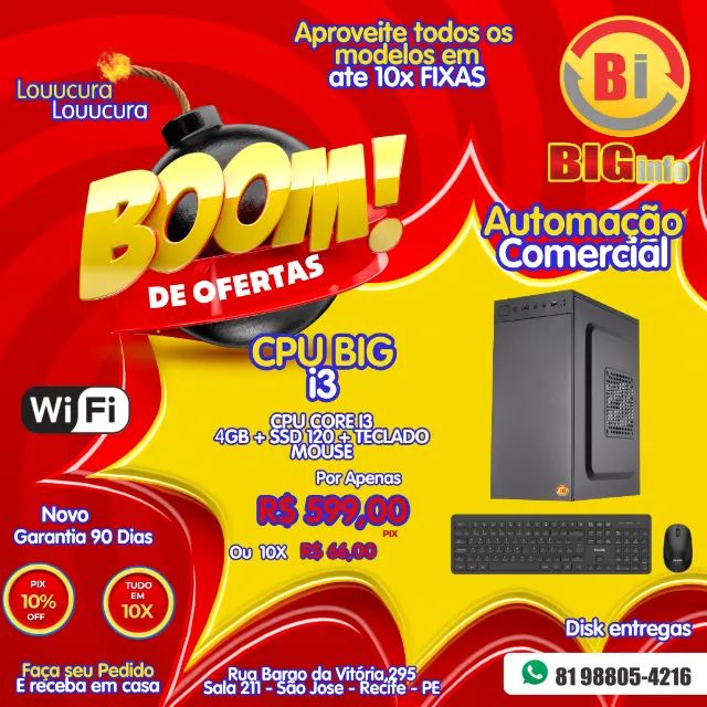 Cpu Desktop Intel Core I3, 4gb Ram, Hd Ssd 120gb - Novo - NFe